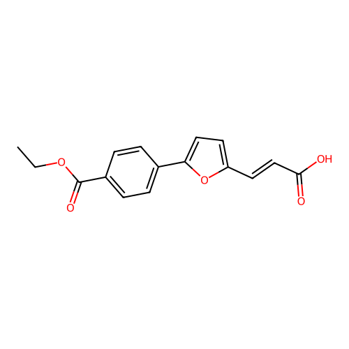(2E)-3-{5-[4-(ethoxycarbonyl)phenyl]furan-2-yl}prop-2-enoic acid structure