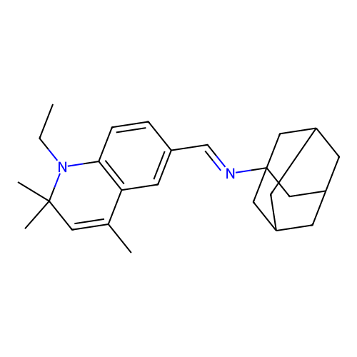N-(1-adamantyl)-1-(1-ethyl-2,2,4-trimethylquinolin-6-yl)methanimine structure
