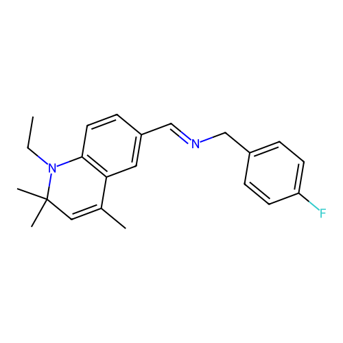 1-(1-ethyl-2,2,4-trimethylquinolin-6-yl)-N-[(4-fluorophenyl)methyl]methanimine structure