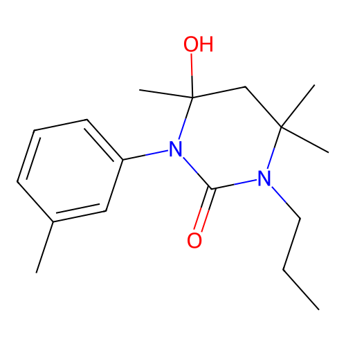 4-Hydroxy-4,6,6-trimethyl-1-propyl-3-m-tolyl-tetrahydro-pyrimidin-2-one structure