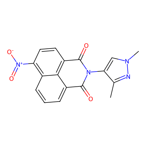 2-(1,3-dimethyl-1H-pyrazol-4-yl)-6-nitro-1H-benzo[de]isoquinoline-1,3(2H)-dione structure