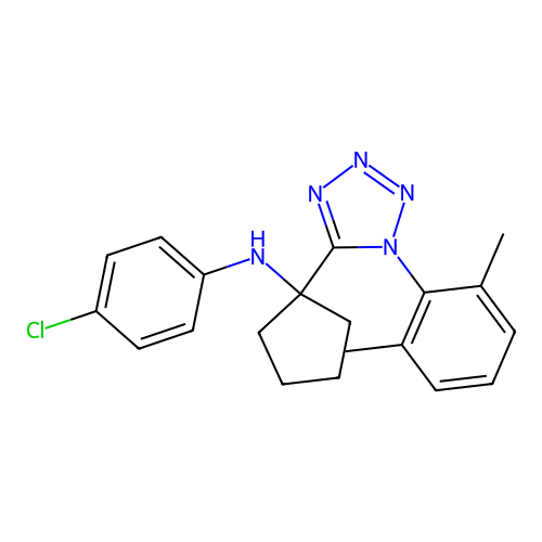 4-chloro-N-(1-(1-(2,6-dimethylphenyl)-1H-tetrazol-5-yl)cyclopentyl)aniline structure