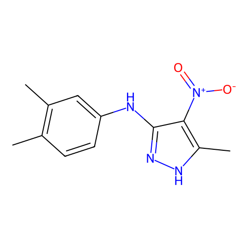 N-(3,4-dimethylphenyl)-5-methyl-4-nitro-1H-pyrazol-3-amine structure