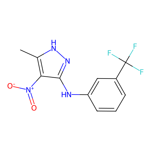 3-methyl-4-nitro-N-[3-(trifluoromethyl)phenyl]-1H-pyrazol-5-amine structure