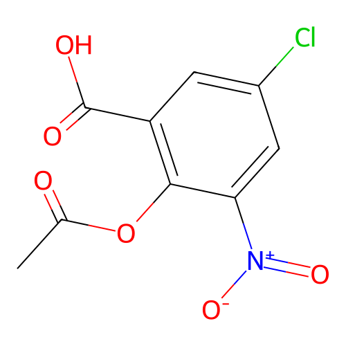 2-Acetyloxy-5-chloro-3-nitrobenzoic acid structure