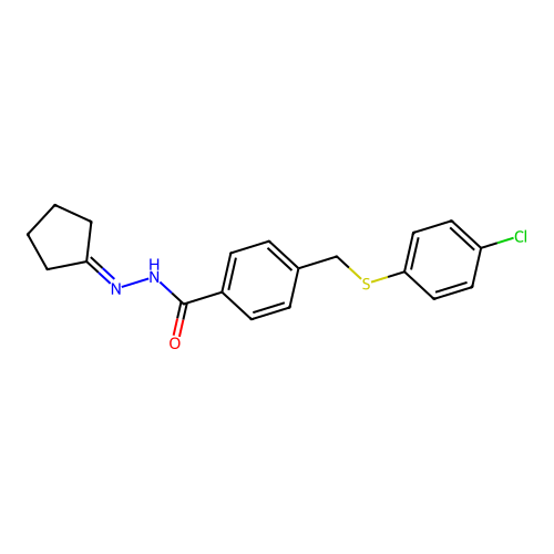 4-{[(4-chlorophenyl)sulfanyl]methyl}-N'-cyclopentylidenebenzohydrazide structure