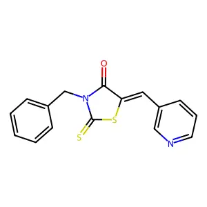 (5E)-3-benzyl-5-(pyridin-3-ylmethylidene)-2-sulfanylidene-1,3-thiazolidin-4-one structure