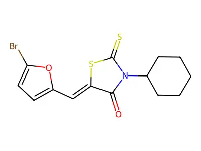 (Z)-5-((5-Bromofuran-2-yl)methylene)-3-cyclohexyl-2-thioxothiazolidin-4-one structure