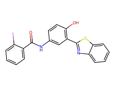 N-[3-(1,3-benzothiazol-2-yl)-4-hydroxyphenyl]-2-iodobenzamide structure