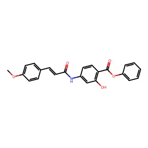 phenyl 2-hydroxy-4-{[(2E)-3-(4-methoxyphenyl)prop-2-enoyl]amino}benzoate structure