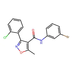 N-(3-bromophenyl)-3-(2-chlorophenyl)-5-methyl-1,2-oxazole-4-carboxamide structure