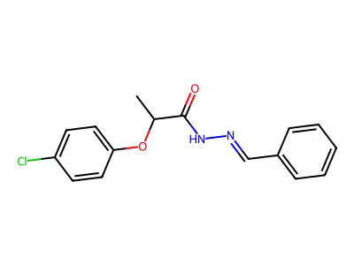 2-(4-Chlorophenoxy)-N'-(phenylmethylidene)propanehydrazide structure