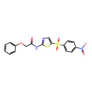 N-[5-(4-nitrophenyl)sulfonyl-1,3-thiazol-2-yl]-2-phenoxyacetamide structure
