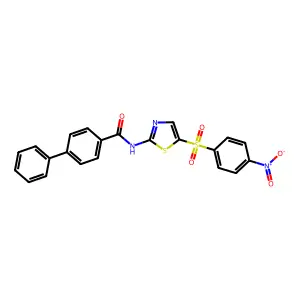 N-[5-(4-nitrophenyl)sulfonyl-1,3-thiazol-2-yl]-4-phenylbenzamide structure