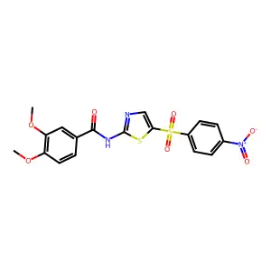 3,4-dimethoxy-N-{5-[(4-nitrophenyl)sulfonyl]-1,3-thiazol-2-yl}benzamide structure