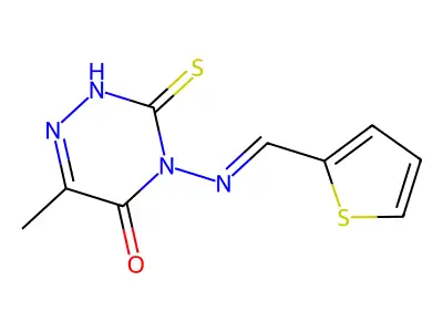 1,2,4-Triazin-5(2H)-one, 3,4-dihydro-6-methyl-4-[(2-thienylmethylene)amino]-3-thioxo- structure