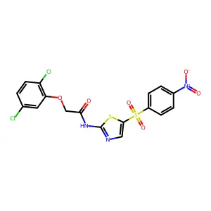 2-(2,5-Dichlorophenoxy)-N-(5-((4-nitrophenyl)sulfonyl)-2-thiazolyl)acetamide structure