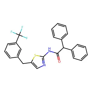 2,2-Diphenyl-N-(5-(3-(trifluoromethyl)benzyl)-1,3-thiazol-2-YL)acetamide structure