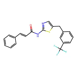 (2E)-3-phenyl-N-{5-[3-(trifluoromethyl)benzyl]-1,3-thiazol-2-yl}prop-2-enamide structure