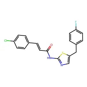 (2E)-3-(4-chlorophenyl)-N-[5-(4-fluorobenzyl)-1,3-thiazol-2-yl]-2-propenamide structure