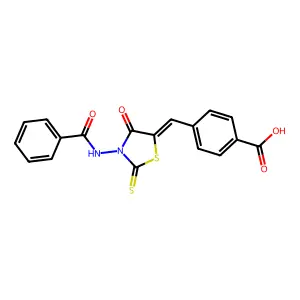 4-{[3-(benzoylamino)-4-oxo-2-thioxo-1,3-thiazolidin-5-ylidene]methyl}benzoic acid structure