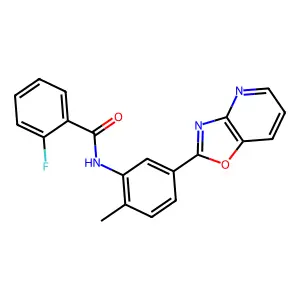 2-fluoro-N-(2-methyl-5-[1,3]oxazolo[4,5-b]pyridin-2-ylphenyl)benzamide structure