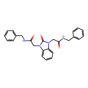 N-benzyl-2-[3-[2-(benzylamino)-2-oxoethyl]-2-oxobenzimidazol-1-yl]acetamide structure