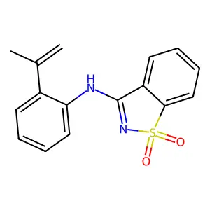 N-(2-isopropenylphenyl)-1,2-benzisothiazol-3-amine 1,1-dioxide structure