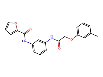 N-[3-[[2-(3-methylphenoxy)acetyl]amino]phenyl]furan-2-carboxamide structure
