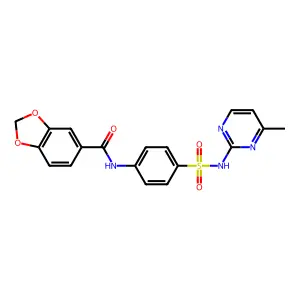N-[4-[(4-methylpyrimidin-2-yl)sulfamoyl]phenyl]-1,3-benzodioxole-5-carboxamide structure
