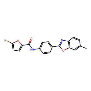 5-bromo-N-[4-(6-methyl-1,3-benzoxazol-2-yl)phenyl]furan-2-carboxamide structure