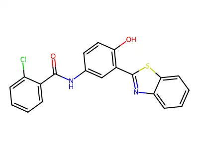 N-(3-(benzo[d]thiazol-2-yl)-4-hydroxyphenyl)-2-chlorobenzamide structure