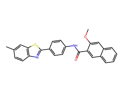 3-methoxy-N-[4-(6-methyl-1,3-benzothiazol-2-yl)phenyl]naphthalene-2-carboxamide structure