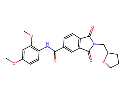 N-(2,4-dimethoxyphenyl)-1,3-dioxo-2-(oxolan-2-ylmethyl)isoindole-5-carboxamide structure
