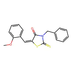 (Z)-3-benzyl-5-(2-methoxybenzylidene)-2-thioxothiazolidin-4-one structure