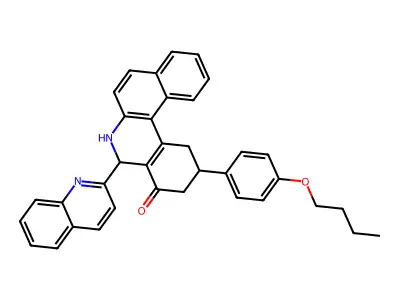 2-(4-butoxyphenyl)-5-quinolin-2-yl-2,3,5,6-tetrahydro-1H-benzo[a]phenanthridin-4-one structure