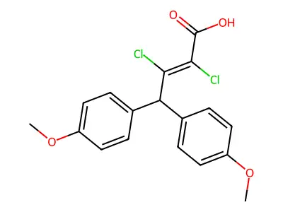 2,3-Dichloro-4,4-di(4-methoxyphenyl)but-2-enoic acid structure