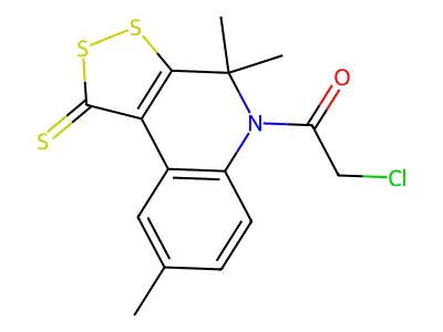 2-CL-1-(DI-ME-1-Thioxo-2,3-dithia-5-aza-cyclopenta(A)naphthalen-5-YL)-ethanone structure