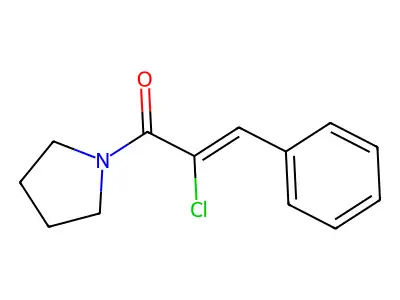 (Z)-2-Chloro-3-phenyl-1-(pyrrolidin-1-yl)prop-2-en-1-one structure