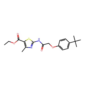 Ethyl 2-{[(4-tert-butylphenoxy)acetyl]amino}-4-methyl-1,3-thiazole-5-carboxylate structure