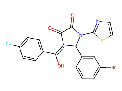 5-(3-bromophenyl)-4-(4-fluorobenzoyl)-3-hydroxy-1-(1,3-thiazol-2-yl)-2,5-dihydro-1H-pyrrol-2-one structure
