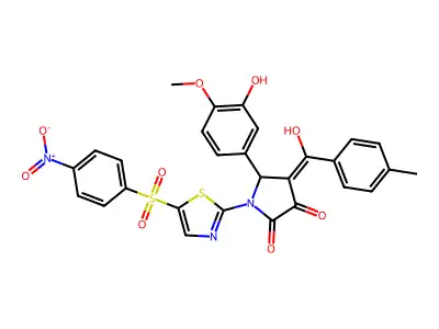 3-hydroxy-5-(3-hydroxy-4-methoxyphenyl)-4-(4-methylbenzoyl)-1-[5-(4-nitrobenzenesulfonyl)-1,3-thiazol-2-yl]-2,5-dihydro-1H-pyrrol-2-one structure