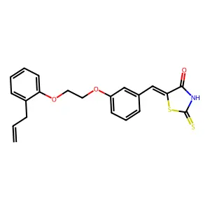 (5Z)-5-(3-{2-[2-(prop-2-en-1-yl)phenoxy]ethoxy}benzylidene)-2-thioxo-1,3-thiazolidin-4-one structure