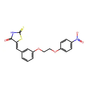 (5Z)-5-{3-[2-(4-nitrophenoxy)ethoxy]benzylidene}-2-thioxo-1,3-thiazolidin-4-one structure