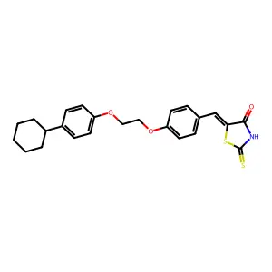 (5Z)-5-[[4-[2-(4-cyclohexylphenoxy)ethoxy]phenyl]methylidene]-2-sulfanylidene-1,3-thiazolidin-4-one structure