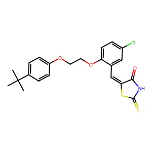 (5Z)-5-[[2-[2-(4-tert-butylphenoxy)ethoxy]-5-chlorophenyl]methylidene]-2-sulfanylidene-1,3-thiazolidin-4-one structure