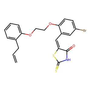 (5Z)-5-(5-bromo-2-{2-[2-(prop-2-en-1-yl)phenoxy]ethoxy}benzylidene)-2-thioxo-1,3-thiazolidin-4-one structure