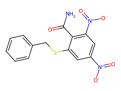2-(Benzylsulfanyl)-4,6-dinitrobenzamide structure