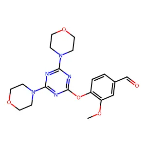 4-{[4,6-Di(morpholin-4-yl)-1,3,5-triazin-2-yl]oxy}-3-methoxybenzaldehyde structure