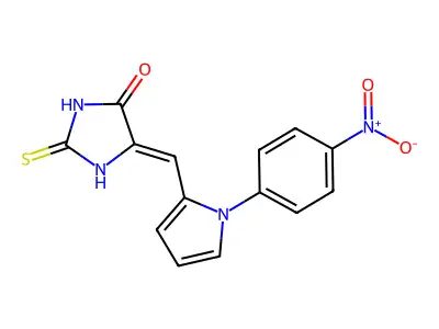 5-[[1-(4-Nitrophenyl)-2-pyrrolyl]methylidene]-2-sulfanylidene-4-imidazolidinone structure